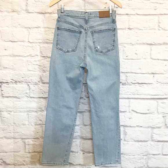 Madewell 27 Perfect Vintage Straight Jeans Women’s Light Wash Distressed ND515 - Picture 5 of 12